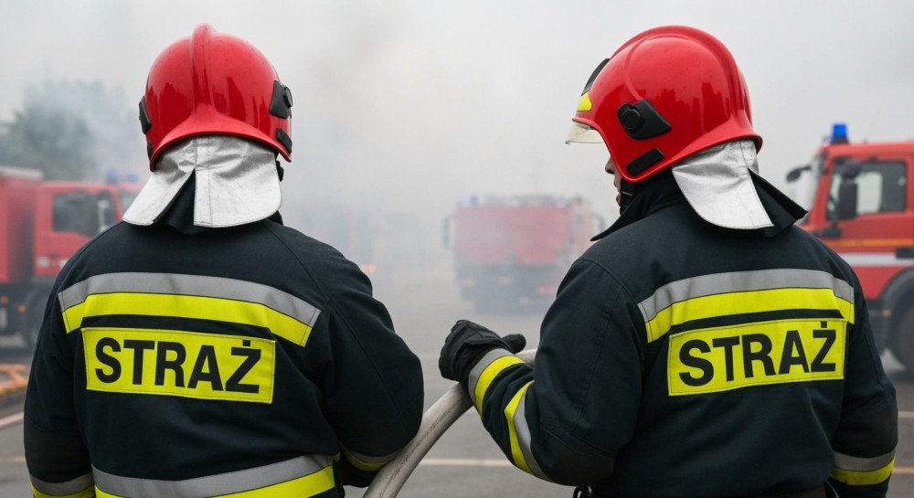 Pożar na placu budowy: strażacy z JRG 7 w akcji!