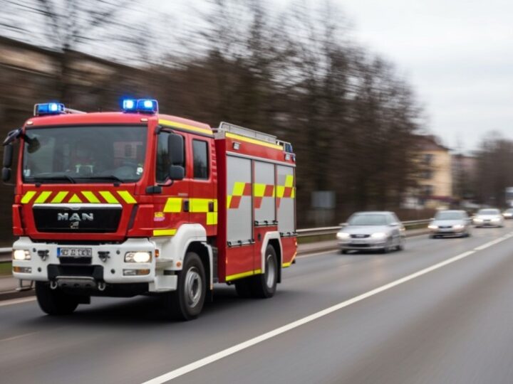 Groźny pożar dostawczaka w Regułach: strażacy w akcji na Alejach Jerozolimskich