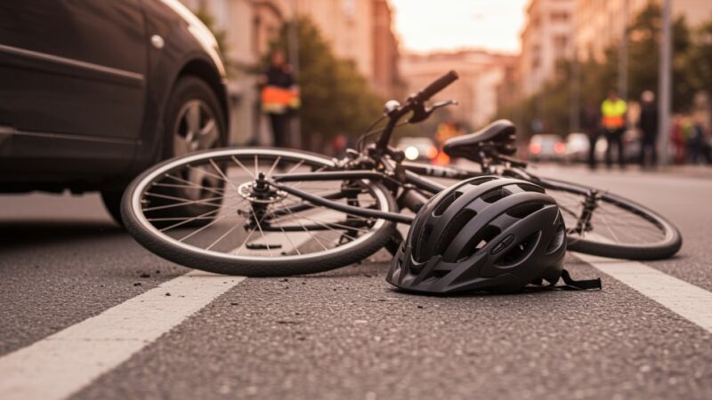 Rowerzysta bez kasku w poważnym wypadku – dramatyczne zdarzenie na skrzyżowaniu